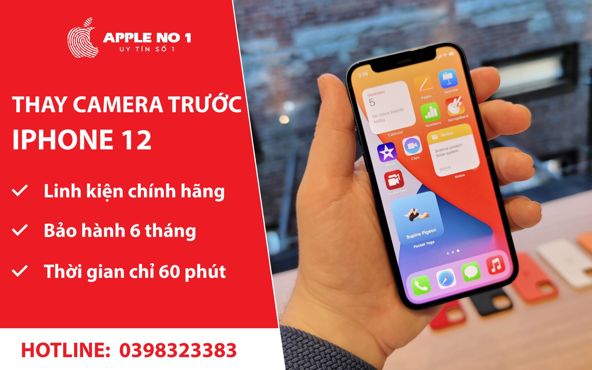 dich vu thay camera truoc iphone 12 uy tin, chat luong tại apple no.1