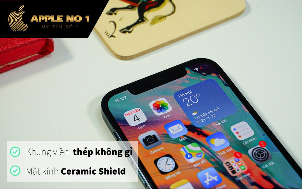 khung vien iphone 12 pro lam bang thep khong gi, mat kinh ceramic shield