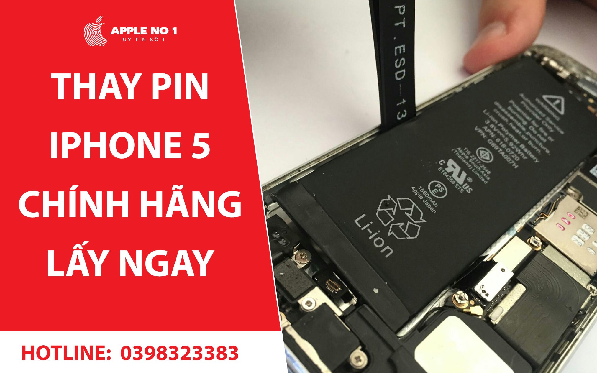 Thay pin iPhone 5 dung luong chuan chinh hang uy tin tai Apple No.1