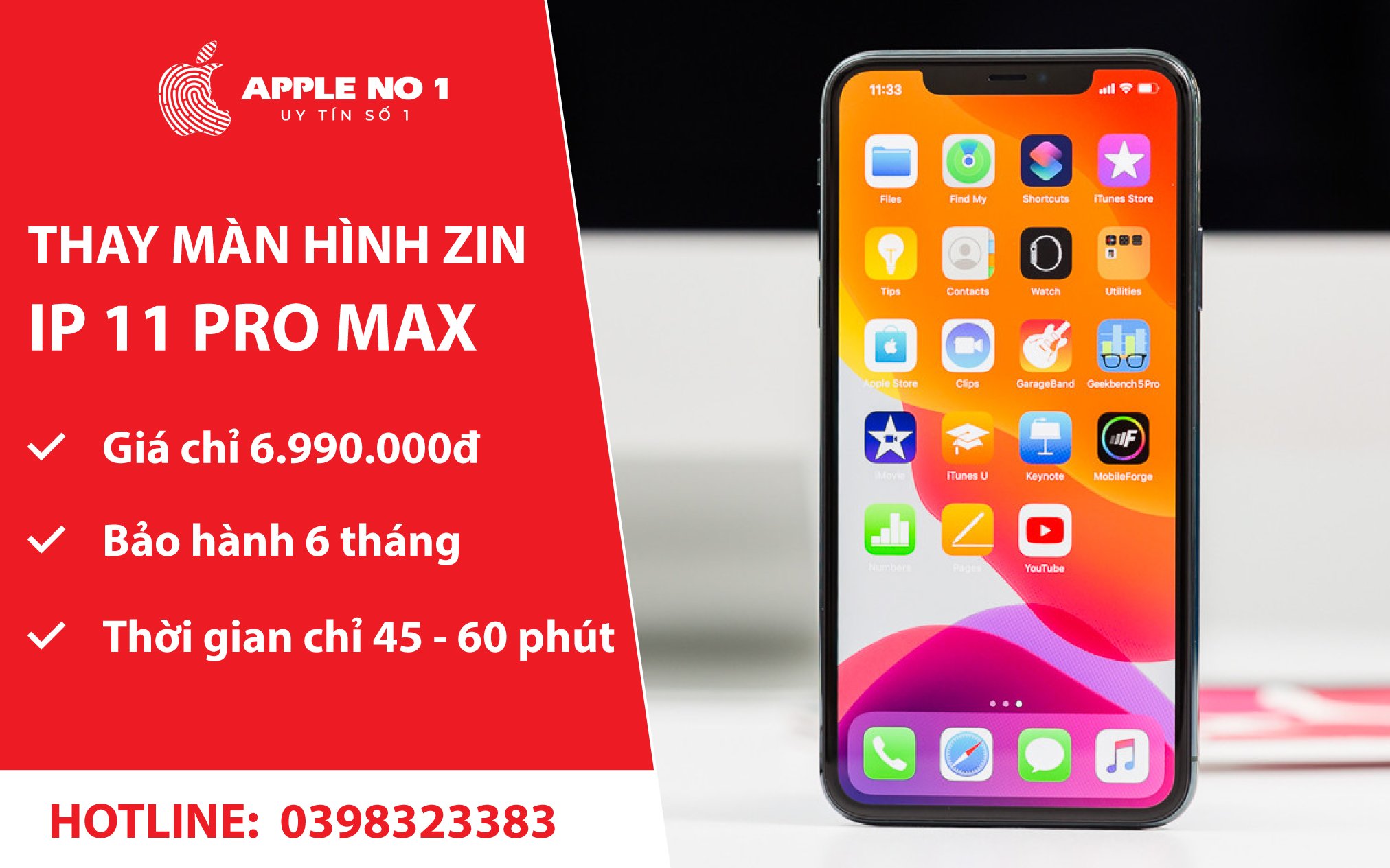 thay man hinh iphone 11 pro max bi roi vo chinh hang tai Apple No.1