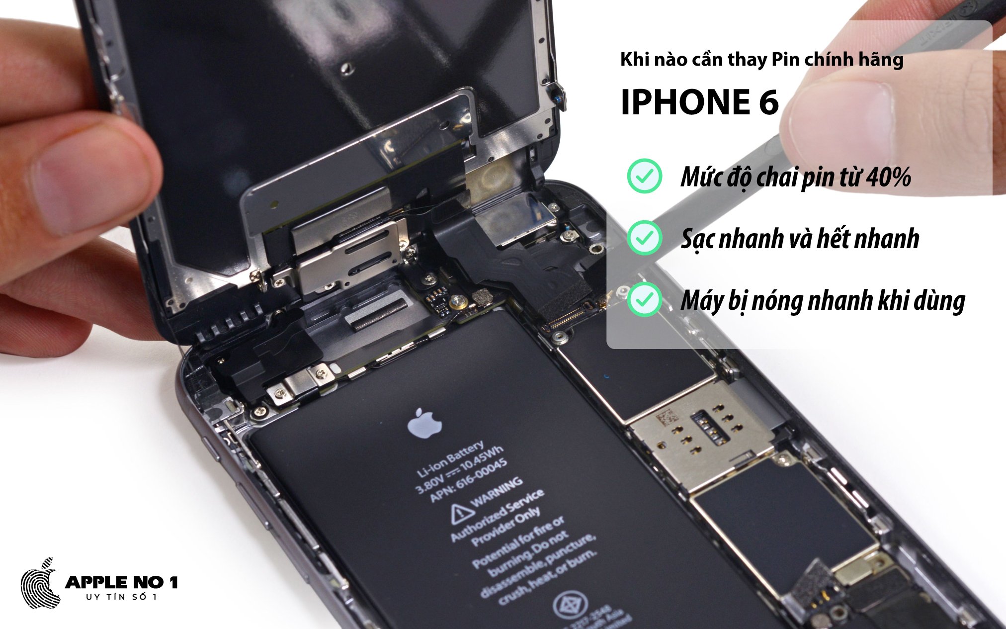 Khi nao can thay pin iPhone 6 chinh hang?